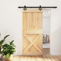  Sliding Door with Hardware Set 90x210 cm Solid Wood Pine