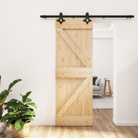 Sliding Door with Hardware Set 70x210 cm Solid Wood Pine