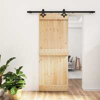 Sliding Door with Hardware Set 80x210 cm Solid Wood Pine