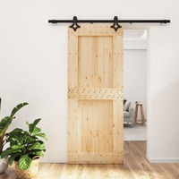  Sliding Door with Hardware Set 85x210 cm Solid Wood Pine