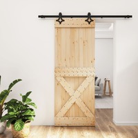  Sliding Door with Hardware Set 80x210 cm Solid Wood Pine