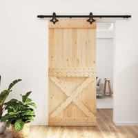  Sliding Door with Hardware Set 95x210 cm Solid Wood Pine