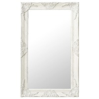  Wall Mirror Baroque Style 50x80 cm White