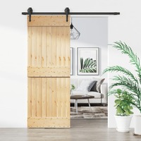  Sliding Door with Hardware Set 80x210 cm Solid Wood Pine