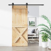  Sliding Door with Hardware Set 80x210 cm Solid Wood Pine