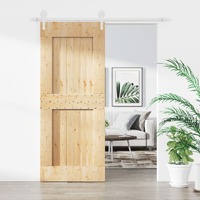  Sliding Door with Hardware Set 85x210 cm Solid Wood Pine