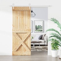  Sliding Door with Hardware Set 80x210 cm Solid Wood Pine
