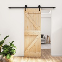  Sliding Door with Hardware Set 70x210 cm Solid Wood Pine