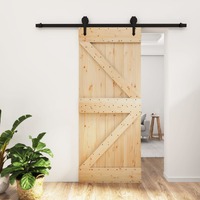  Sliding Door with Hardware Set 85x210 cm Solid Wood Pine