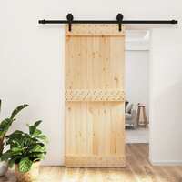  Sliding Door with Hardware Set 90x210 cm Solid Wood Pine