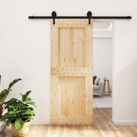  Sliding Door with Hardware Set 85x210 cm Solid Wood Pine