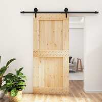  Sliding Door with Hardware Set 95x210 cm Solid Wood Pine