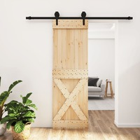  Sliding Door with Hardware Set 70x210 cm Solid Wood Pine
