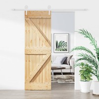  Sliding Door with Hardware Set 70x210 cm Solid Wood Pine