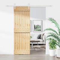 Sliding Door with Hardware Set 70x210 cm Solid Wood Pine