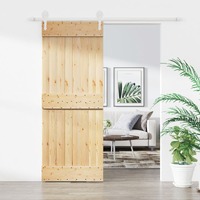  Sliding Door with Hardware Set 80x210 cm Solid Wood Pine