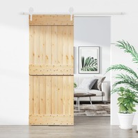  Sliding Door with Hardware Set 85x210 cm Solid Wood Pine