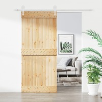  Sliding Door with Hardware Set 90x210 cm Solid Wood Pine