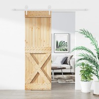  Sliding Door with Hardware Set 70x210 cm Solid Wood Pine