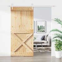  Sliding Door with Hardware Set 95x210 cm Solid Wood Pine
