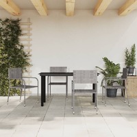  5 Piece Garden Dining Set Grey and Black Poly Rattan and Steel