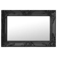  Wall Mirror Baroque Style 60x40 cm Black