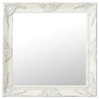  Wall Mirror Baroque Style 60x60 cm White