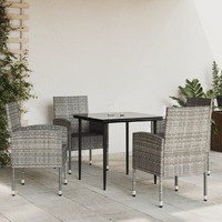  5 Piece Garden Dining Set Grey and Black Poly Rattan and Steel