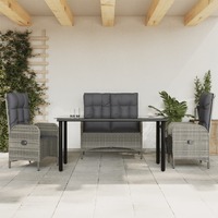 4 Piece Garden Dining Set with Cushions Grey Poly Rattan