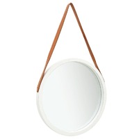  Wall Mirror with Strap 50 cm White