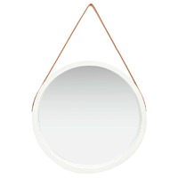  Wall Mirror with Strap 60 cm White