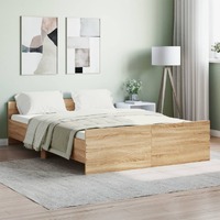  Bed Frame without Mattress Sonoma Oak 135x190 cm