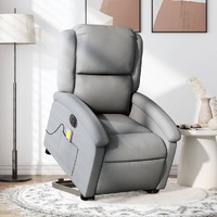 vidaXL Electric Stand up Massage Recliner Chair Light Grey Fabric