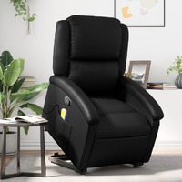  Stand up Massage Recliner Chair Black Faux Leather