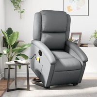 vidaXL Electric Stand up Massage Recliner Chair Grey Faux Leather