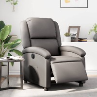 vidaXL Electric Recliner Chair Grey Real Leather