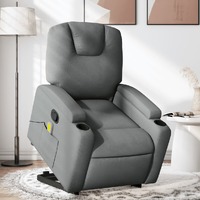  Stand up Massage Recliner Chair Dark Grey Fabric