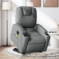 vidaXL Electric Stand up Massage Recliner Chair Dark Grey Fabric