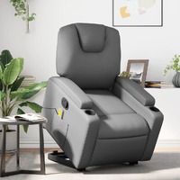  Stand up Massage Recliner Chair Grey Faux Leather