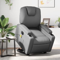 vidaXL Electric Stand up Massage Recliner Chair Grey Faux Leather