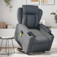  Stand up Massage Recliner Chair Grey Faux Leather