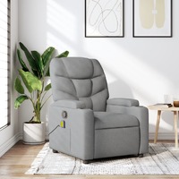  Massage Recliner Chair Light Grey Fabric