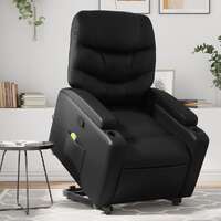  Stand up Massage Recliner Chair Black Faux Leather