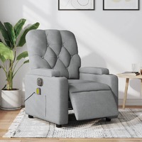 Electric Massage Recliner Chair Light Grey Fabric