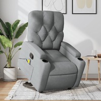  Stand up Massage Recliner Chair Light Grey Fabric
