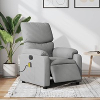 vidaXL Electric Massage Recliner Chair Light Grey Fabric