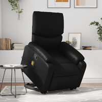  Stand up Massage Recliner Chair Black Faux Leather
