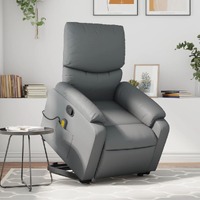  Stand up Massage Recliner Chair Grey Faux Leather
