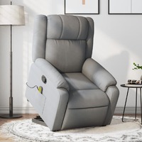  Stand up Massage Recliner Chair Light Grey Fabric