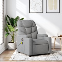  Massage Recliner Chair Light Grey Fabric